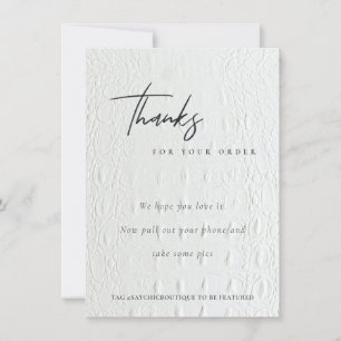 Classy White Leather Texture Thank you Business Card