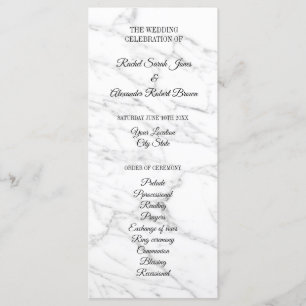 Classy white marble stone wedding ceremony program programme