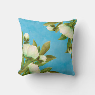 Classy White Peonies Floral Bouquet Cushion