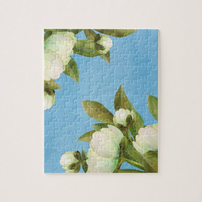 Classy White Peonies Floral Bouquet Jigsaw Puzzle (Vertical)