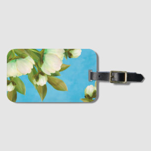 Classy White Peonies Floral Bouquet Luggage Tag