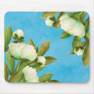Classy White Peonies Floral Bouquet Mouse Mat
