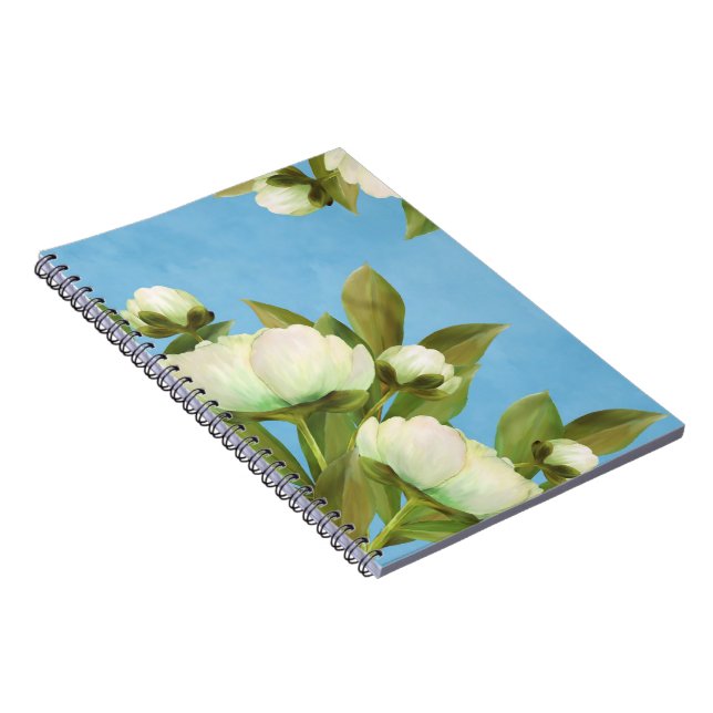 Classy White Peonies Floral Bouquet Notebook (Right Side)