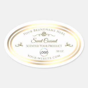 Classy White Product Label Gold Frame with Logo