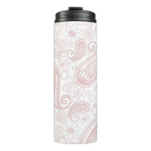 Classy White Rose Gold Glitter Paisley Floral Thermal Tumbler