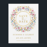 Classy Wildflower Garden Wreath Save the Date<br><div class="desc">Impress your guests with this classy save the date magnetic card. The cheerful design features colourful watercolor wildflowers mixed with lush greenery foliage. Use the text fields to personalise the card with your own wording and details.</div>