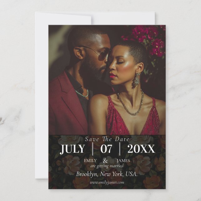 Classy Wildflower Rose Flower Wedding Save The Date (Front)