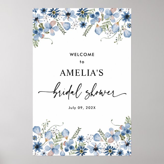 Classy Wildflowers Bridal Shower Welcome Posters (Front)