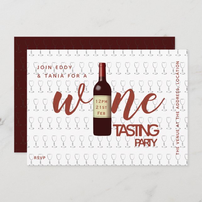 Classy Wine Tasting Party Invitations Minimalist (Front/Back)