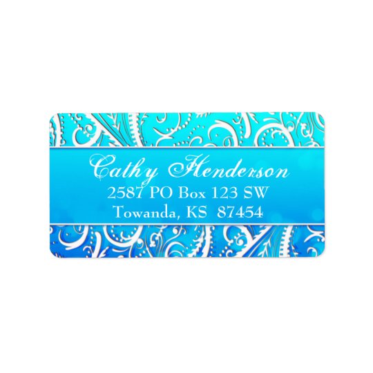 Classy Winter Blue Flourishes Address Label