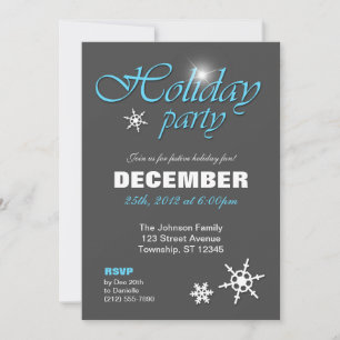 Classy Winter with Blue Holiday Party Invitations