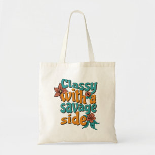 Classy with a Savage Side – Retro Floral Tote Bag