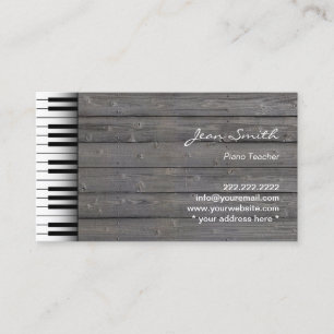 Classy Wood Background Music Piano Teacher Business Card