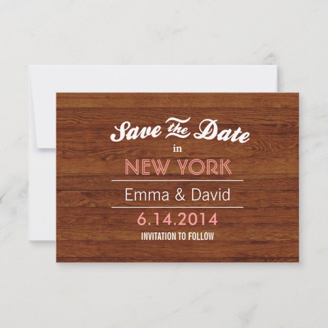 Classy Wood Background Save the Date Cards (Front)