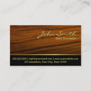 Classy Woodgrain Debt Counsellor Business Card