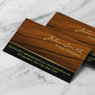 Classy Woodgrain Investigator Business Card