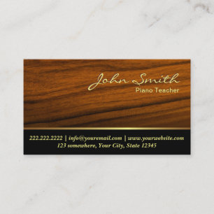 Classy Woodgrain Piano Teacher Business Card