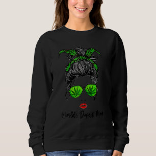 Classy World's Mum Mummy Messy Bun Weed Leaf Mothe Sweatshirt