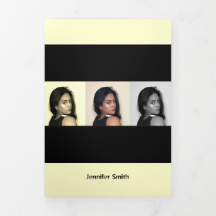 Classy Yellow Modern Artist Overview Tri-Fold Card