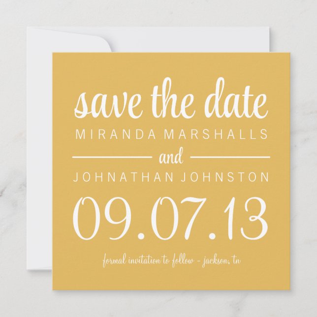 Classy Yellow Photo Save The Date Invites (Front)
