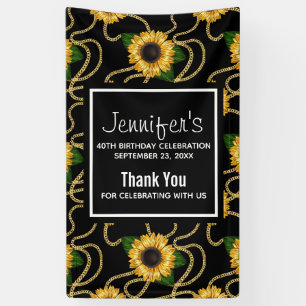 Classy Yellow Sunflowers Stylish Pattern Birthday Banner