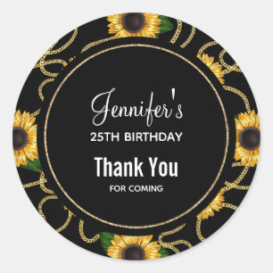 Classy Yellow Sunflowers Stylish Pattern Birthday Classic Round Sticker