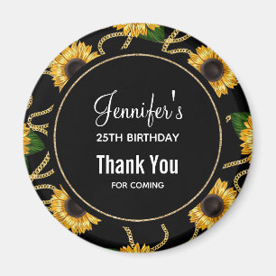 Classy Yellow Sunflowers Stylish Pattern Birthday Magnet