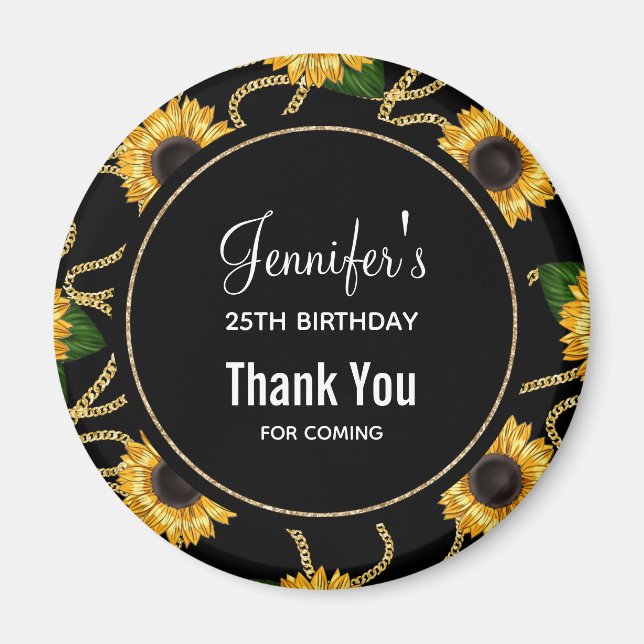 Classy Yellow Sunflowers Stylish Pattern Birthday Magnet (Front)