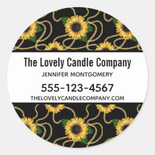 Classy Yellow Sunflowers Stylish Pattern Business Classic Round Sticker