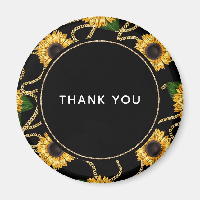 Classy Yellow Sunflowers Stylish Pattern Thank You Magnet (Front)