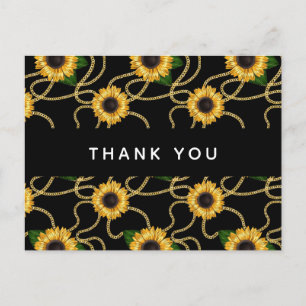 Classy Yellow Sunflowers Stylish Pattern Thank You Postcard