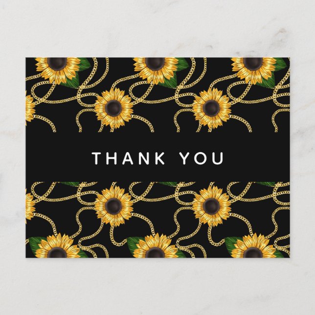 Classy Yellow Sunflowers Stylish Pattern Thank You Postcard (Front)