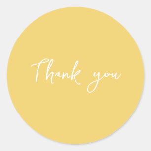 Classy Yellow Thank You Packaging Gift Business Classic Round Sticker
