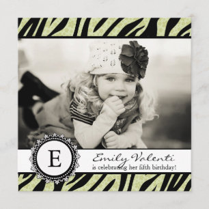 Classy Zebra Birthday Party Invitation