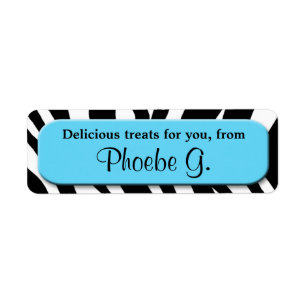 Classy Zebra Print Aqua Blue Kitchen Baking Labels