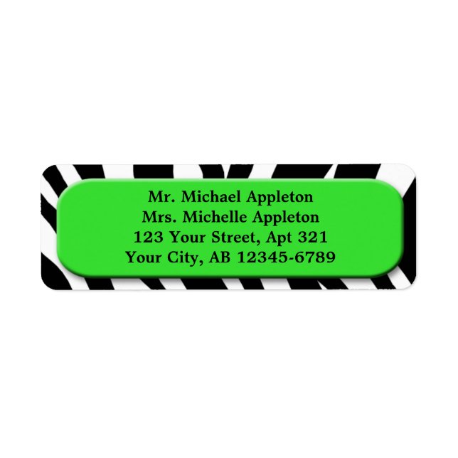 Classy Zebra Print Lime Green Address Labels (Front)