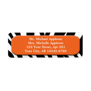 Classy Zebra Print Orange Address Labels