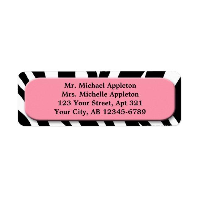 Classy Zebra Print Pink Address Labels (Front)