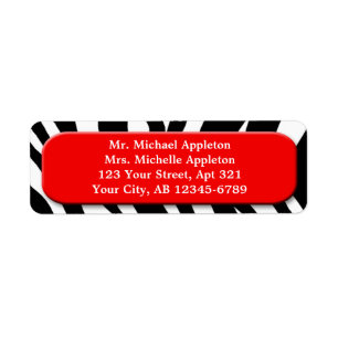 Classy Zebra Print Red Address Labels