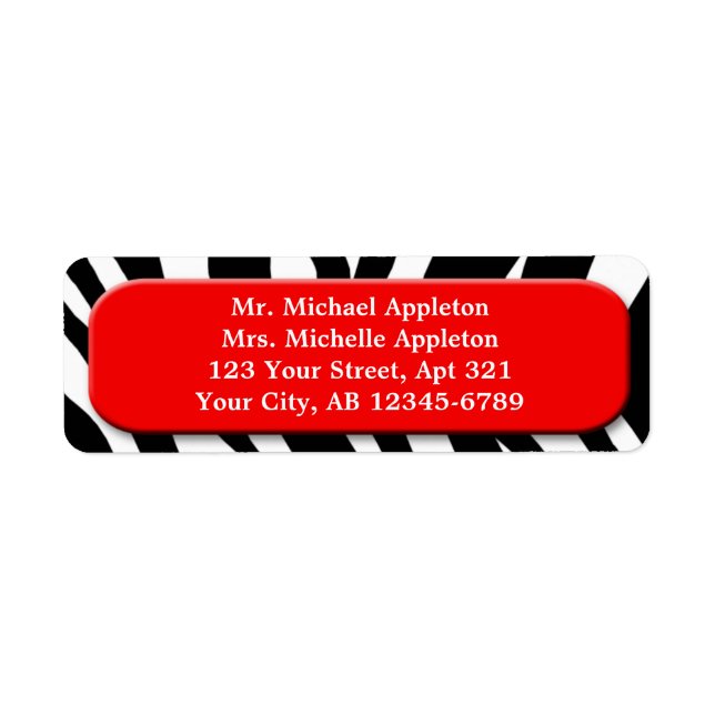Classy Zebra Print Red Address Labels (Front)