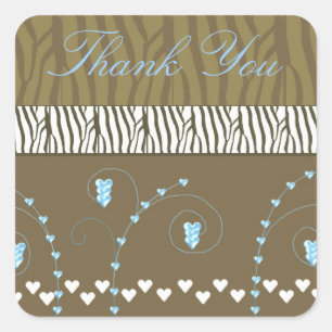 Classy Zebra Print Thank You Square Sticker
