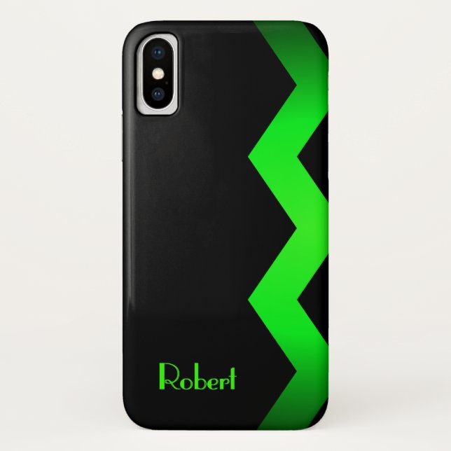 Classy Zig zag Green Personalised Case-Mate iPhone Case (Back)