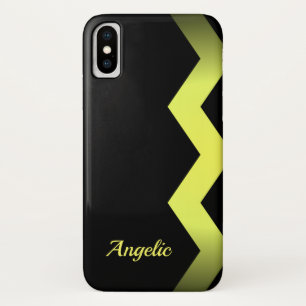 Classy Zig zag Yellow Personalised iPhone X Case