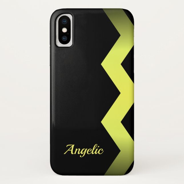 Classy Zig zag Yellow Personalised Case-Mate iPhone Case (Back)