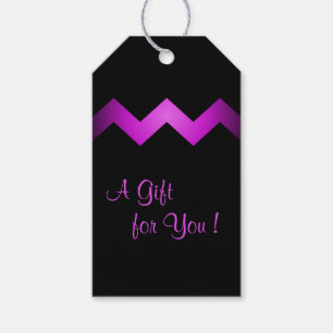 Classy Zigzag Purple on Black Gift Tags