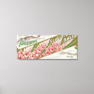 Clatsop County, Oregon - Gladiola Salmon Label Canvas Print