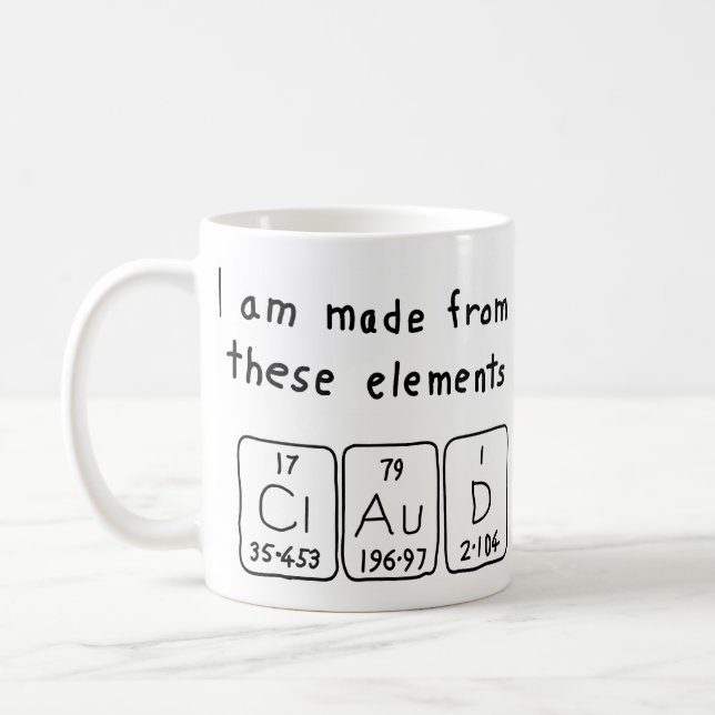 Claud periodic table name mug (Left)