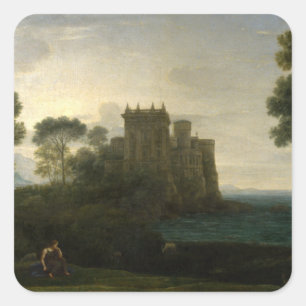 Claude Lorrain The Enchanted Castle Landscape Square Sticker