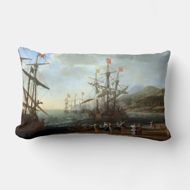 Claude Lorrain Trojan Women Setting Fire Fleet Lumbar Cushion (Front)