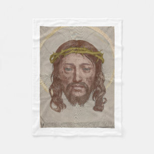 Claude Mellan’s Face of Christ 1649 engraving  Fleece Blanket